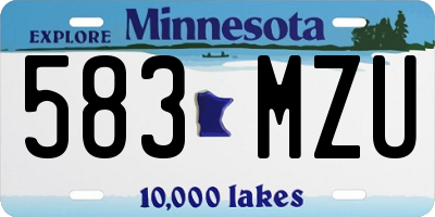 MN license plate 583MZU