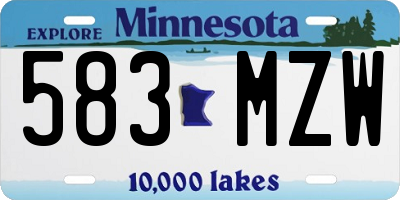 MN license plate 583MZW