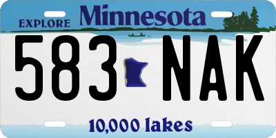 MN license plate 583NAK