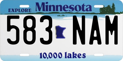 MN license plate 583NAM