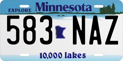 MN license plate 583NAZ