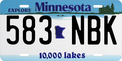 MN license plate 583NBK
