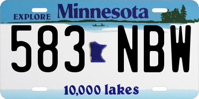 MN license plate 583NBW
