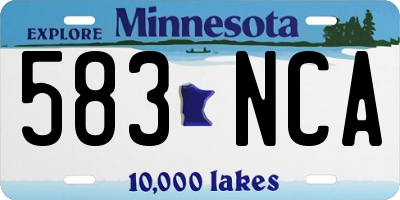 MN license plate 583NCA
