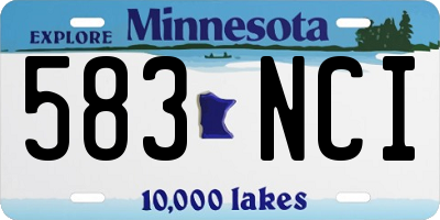 MN license plate 583NCI