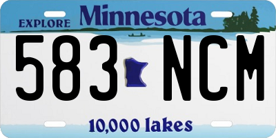 MN license plate 583NCM