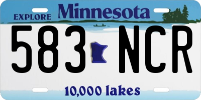 MN license plate 583NCR
