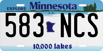MN license plate 583NCS