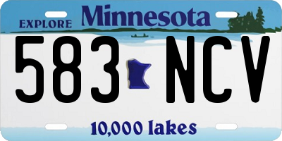 MN license plate 583NCV