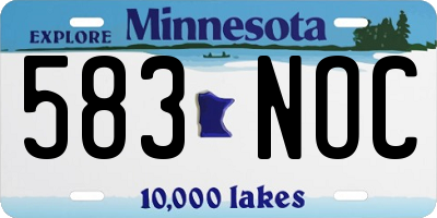 MN license plate 583NOC