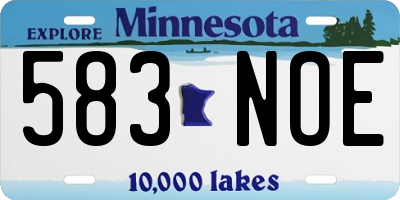 MN license plate 583NOE