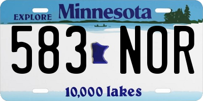 MN license plate 583NOR