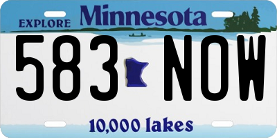 MN license plate 583NOW