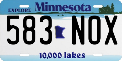 MN license plate 583NOX