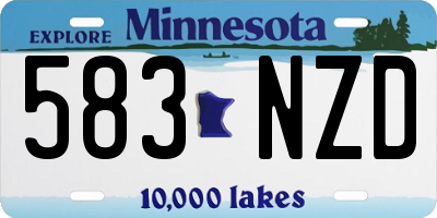MN license plate 583NZD