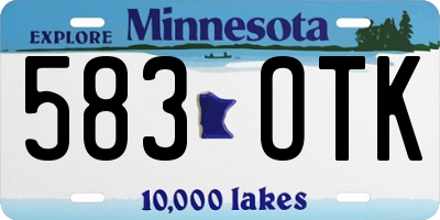 MN license plate 583OTK