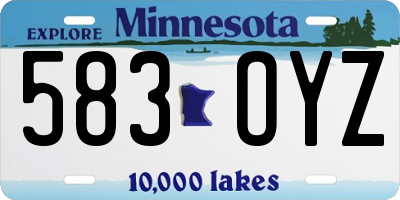 MN license plate 583OYZ