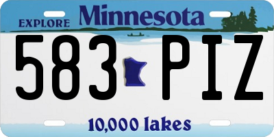 MN license plate 583PIZ