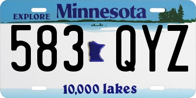 MN license plate 583QYZ