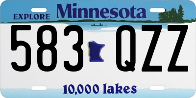 MN license plate 583QZZ