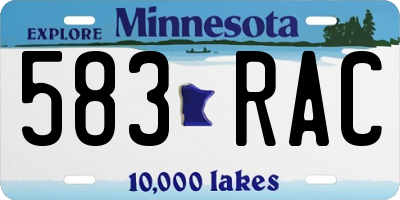 MN license plate 583RAC