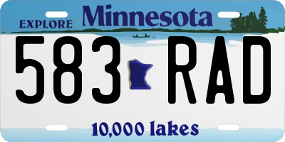 MN license plate 583RAD