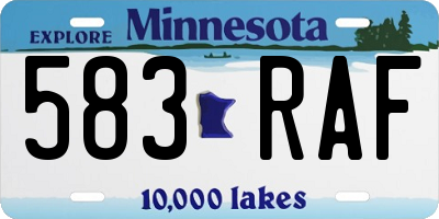 MN license plate 583RAF