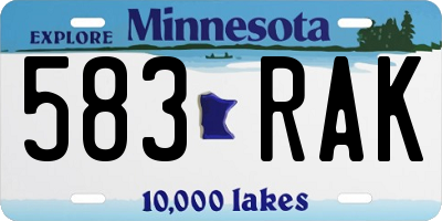 MN license plate 583RAK
