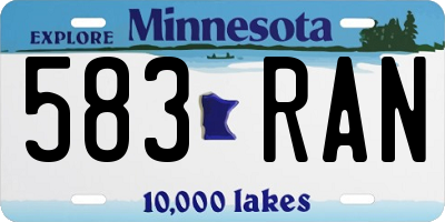MN license plate 583RAN