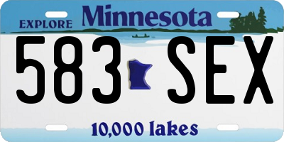 MN license plate 583SEX