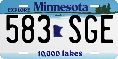 MN license plate 583SGE