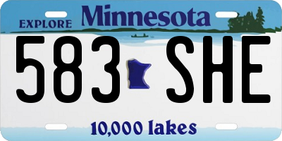 MN license plate 583SHE