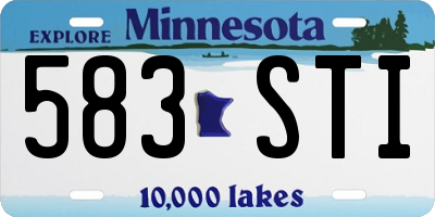 MN license plate 583STI