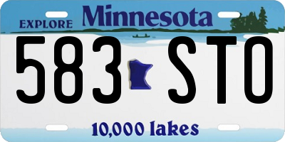 MN license plate 583STO