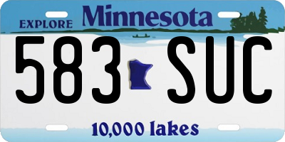 MN license plate 583SUC
