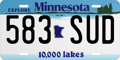 MN license plate 583SUD