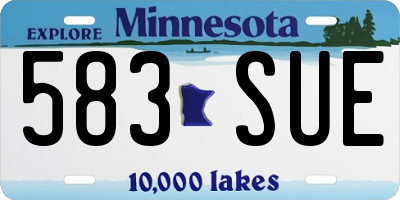 MN license plate 583SUE