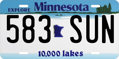 MN license plate 583SUN