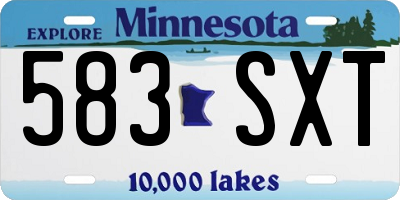 MN license plate 583SXT