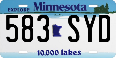 MN license plate 583SYD