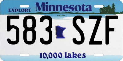 MN license plate 583SZF