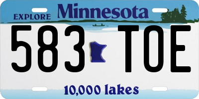 MN license plate 583TOE