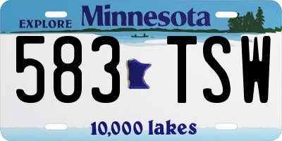 MN license plate 583TSW