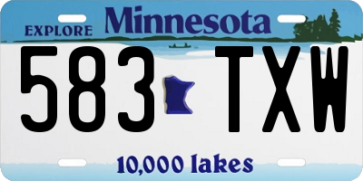 MN license plate 583TXW