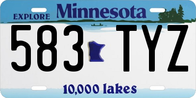 MN license plate 583TYZ