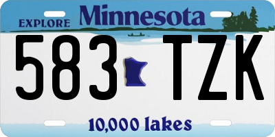 MN license plate 583TZK