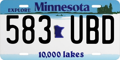 MN license plate 583UBD