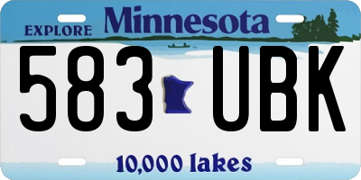 MN license plate 583UBK