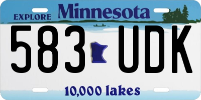 MN license plate 583UDK