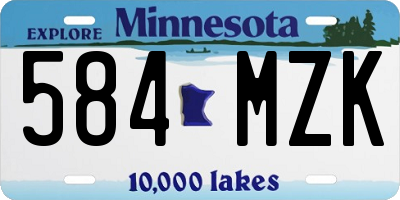MN license plate 584MZK